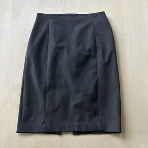 Express Skirt Womens 12 Gray Solid Pencil Knee Length Lined Stretch Zip Work